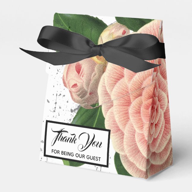 Caixa de Favor do Casamento Pink Camellia (Frente)