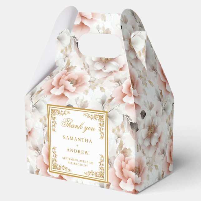 Caixa de favor do casamento romântico do marfim bo (Romantic blush ivory boho floral wedding favor box)