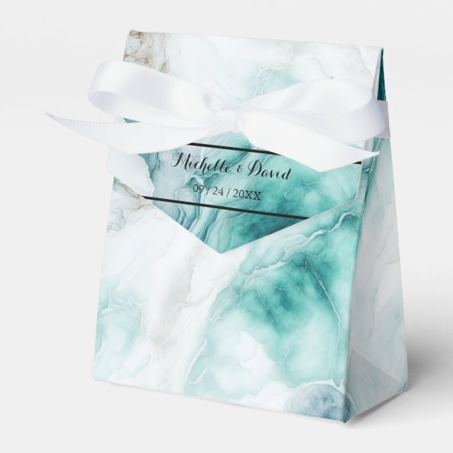 Caixa de Favor do Casamento Verde de Peacock (Frente)