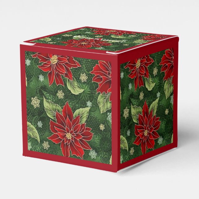 Caixa de Favor do Cubo Vermelho de Poinsettia Nata (Frente)