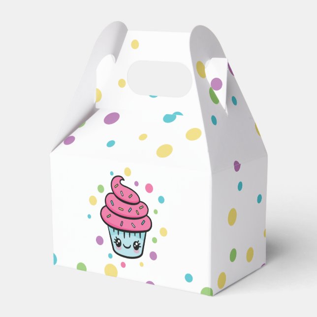 Caixa de favor do Cupcake Feliz Aniversário (Frente)