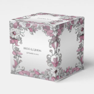 Caixa de Favor do Floral Branco Prateado Rosa