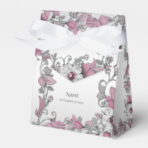 Caixa de Favor do Floral Branco Prateado Rosa