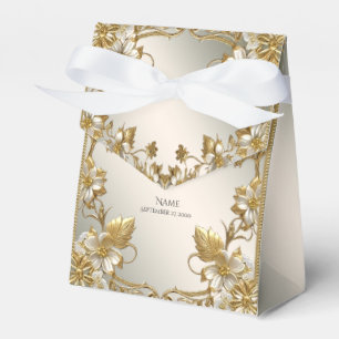 Caixa de Favor do Ornamentado Dourado Branco Flora