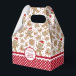 Caixa de Favor do Pão de Gingerpão de Natal bonito<br><div class="desc">Um lindo padrão de gengibre de Natal decora esta caixa de presentes. Tão fofo por ter passado bolinhos de Natal e guloseimas. Personalize-o com o seu nome. Projetado para você pelo Blackberry Boulevard.</div>