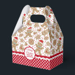 Caixa de Favor do Pão de Gingerpão de Natal bonito<br><div class="desc">Um lindo padrão de gengibre de Natal decora esta caixa de presentes. Tão fofo por ter passado bolinhos de Natal e guloseimas. Personalize-o com o seu nome. Projetado para você pelo Blackberry Boulevard.</div>