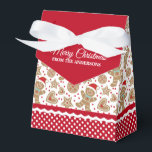 Caixa de Favor do Pão de Gingerpão de Natal bonito<br><div class="desc">Um lindo padrão de gengibre de Natal decora esta caixa de presentes. Tão fofo por ter passado bolinhos de Natal e guloseimas. Personalize-o com o seu nome. Projetado para você pelo Blackberry Boulevard.</div>