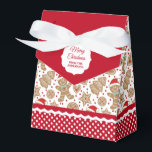 Caixa de Favor do Pão de Gingerpão de Natal bonito<br><div class="desc">Um lindo padrão de gengibre de Natal decora esta caixa de presentes. Tão fofo por ter passado bolinhos de Natal e guloseimas. Personalize-o com o seu nome. Projetado para você pelo Blackberry Boulevard.</div>