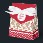 Caixa de Favor do Pão de Gingerpão de Natal bonito<br><div class="desc">Um lindo padrão de gengibre de Natal decora esta caixa de presentes. Tão fofo por ter passado bolinhos de Natal e guloseimas. Personalize-o com o seu nome. Projetado para você pelo Blackberry Boulevard.</div>