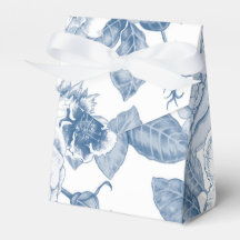 caixa de favor do partido floral Blue White Vintag