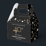 Caixa de Favor Dourada de Confetti Black aniversár<br><div class="desc">Celebre um aniversário de marco em estilo com nossa Dourada caixa de favoritos do Confetti Black aniversário de 40 anos! Este design chic e clássico apresenta uma sofisticada combinação de ouro, preto e branco, definindo o tom perfeito para uma fabulosa celebração de aniversário de 40 anos. Personalize e personalize esta...</div>
