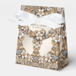Caixa de Favor Dourado Branco Decorativo