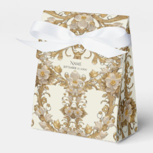 Caixa de Favor Dourado Decorativo das Flores Branc
