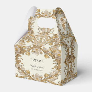 Caixa de Favor Dourado Decorativo das Flores Branc