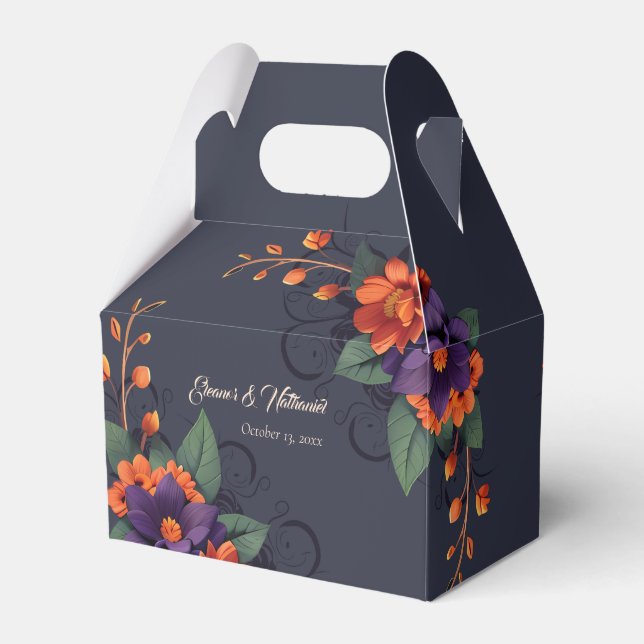 Caixa de Favor Elegante Gótico 3D Floral (Frente)