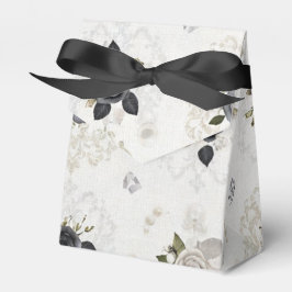 Caixa de Favor Elegante Preto e Branco Floral
