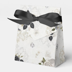 Caixa de Favor Elegante Preto e Branco Floral