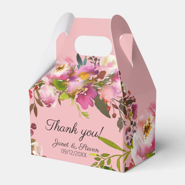 Caixa de Favor Floral Cor-de-Água Rosa (Frente)