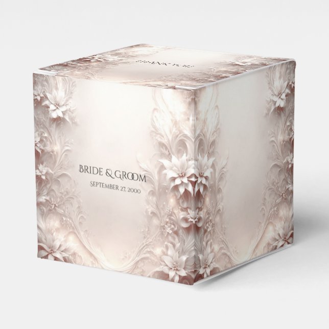 Caixa de Favor Floral de Marfim Branca (Frente)