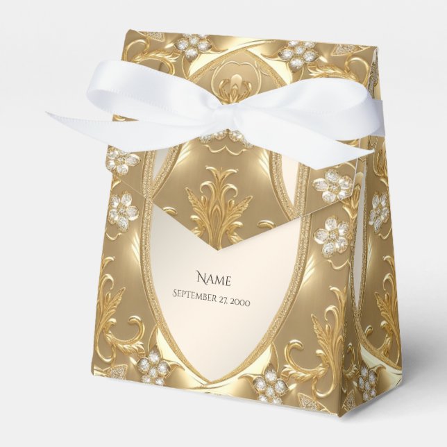 Caixa de Favor Floral do Ornamentado Dourado (Frente)