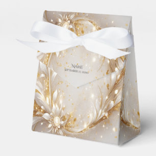 Caixa de Favor Floral Dourada Branca