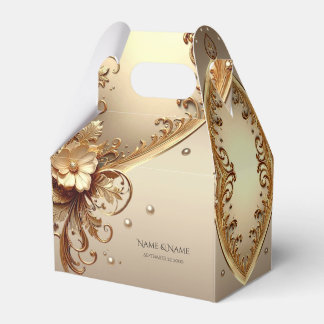 Caixa de Favor Floral Dourada Ornamentada