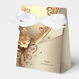 Caixa de Favor Floral Dourada Ornamentada