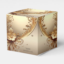 Caixa de Favor Floral Dourada Ornamentada