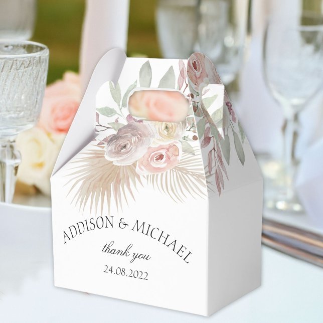 Caixa de favor floral Elegant Boho (Elegant Boho floral favor box)