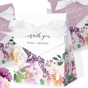 Caixa de Favor Floral Elegante Roxo, Pêssego e Ros