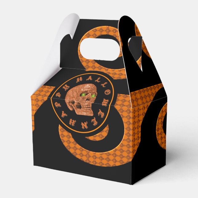 Caixa de Favor Gable Caveira Laranja Feliz Hallowe (Frente)