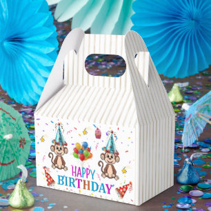 Caixa de Favor Gable de Aniversário Monkey Cupcake