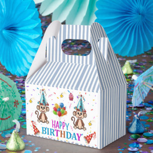 Caixa de Favor Gable de Aniversário Monkey Cupcake