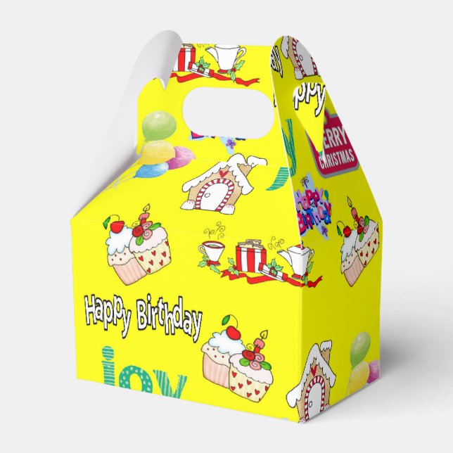 Caixa de Favor Gable Feliz Aniversário Natal Feliz (Frente)