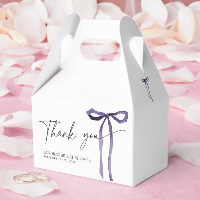 Caixa de Favor Gable Nó de Laço Roxo Chá de Noiva (Casamento)