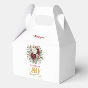 Caixa de Favor Glam Blush Burgundy 80º Aniversário