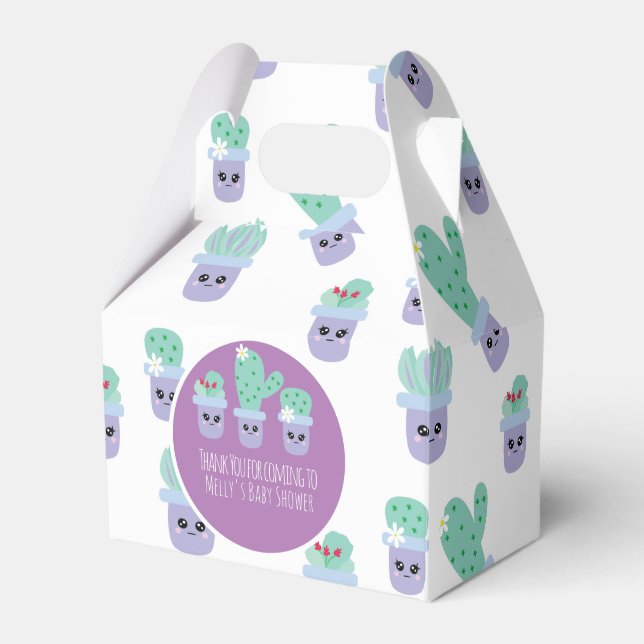 Caixa de Favor Grato Cacto Fofo em Padrão (Frente)