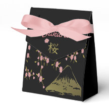 Caixa de Favor Japonês Preto Dourado Sakura Rosa I