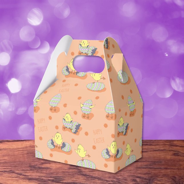 Caixa de Favor Laranja de Pintinho Doce (Sweet Easter Chick Orange Favor Box .)