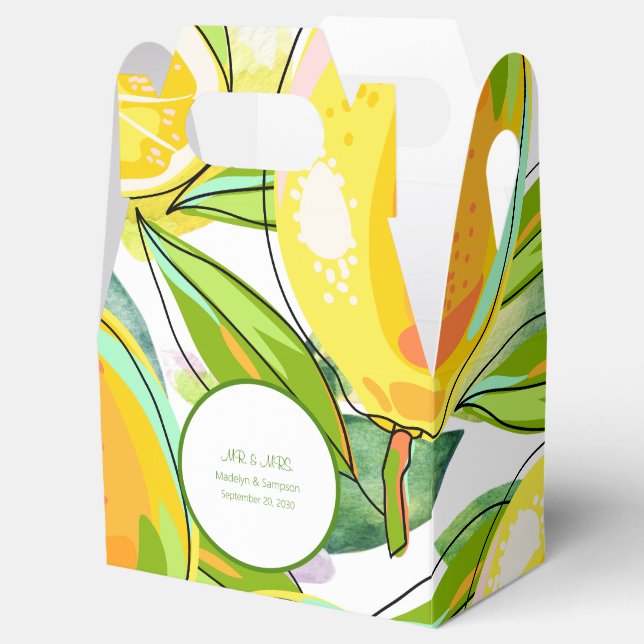 Caixa de Favor Modern Watercolor Lemon Garden amar (Aberto)