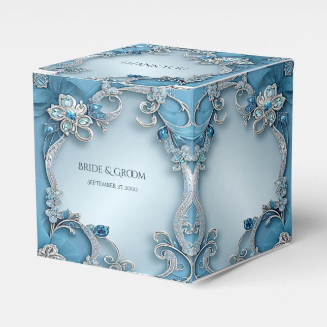 Caixa de Favor Ornamental Floral Azul (Frente)