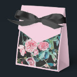 Caixa de Favor para Bolo de Festa de Chá Floral Ro<br><div class="desc">Caixas de Favor para Bolo de Festa de Chá Floral Rosa Preto em Estilo Shabby Chic. Criadas a partir de uma das minhas pinturas em aquarela.</div>