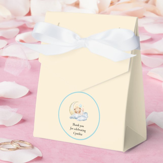 Caixa de Favor para Chá de Bebê Menino Urso de pel (Casamento)