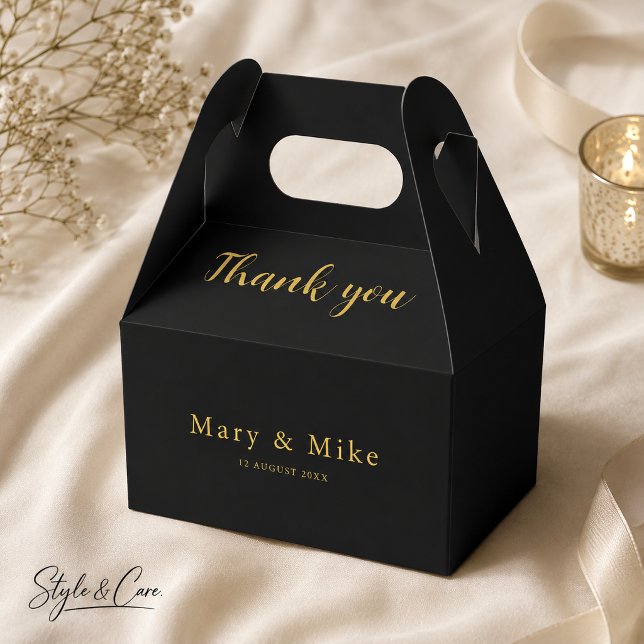 Caixa de Favor Pequena com Cumeeira 'Obrigado' par (Thank You Small Gable Favor Box for Any Occasion)