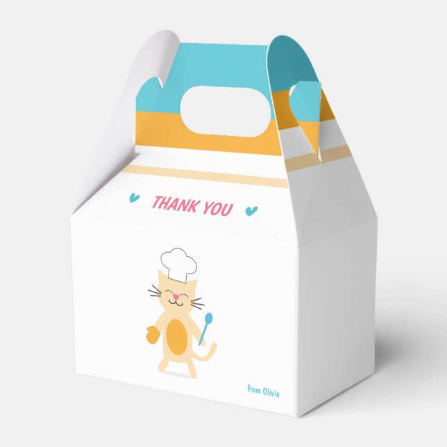 Caixa de Favor Personalizada Chef Gato para Crianç (Frente)