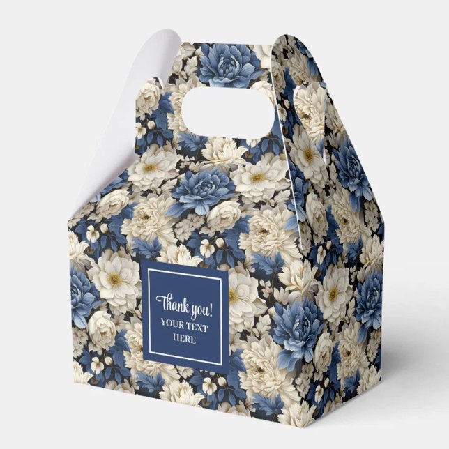 Caixa de Favor Personalizada com Flores Azuis de D (Designer Blue Flowers Personalized Favor Box)
