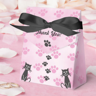 Caixa de Favor Personalizada com Gatos Rosa e Impr