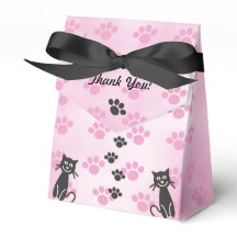 Caixa de Favor Personalizada com Gatos Rosa e Impr