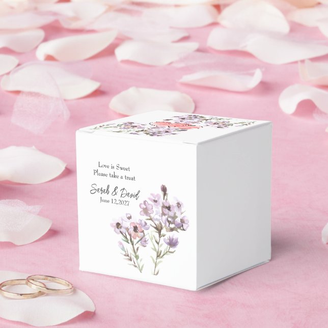 Caixa de Favor Personalizada - Floral Roxo Elegant (Casamento)