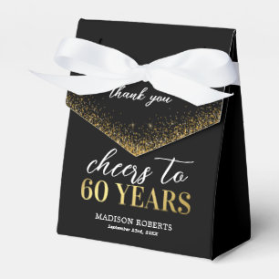 Caixa de Favor Preto Dourado Obrigado 60º Aniversá